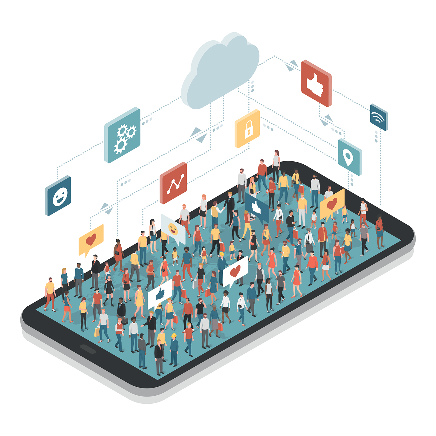 People connecting through social media nononprofit technology crowd image