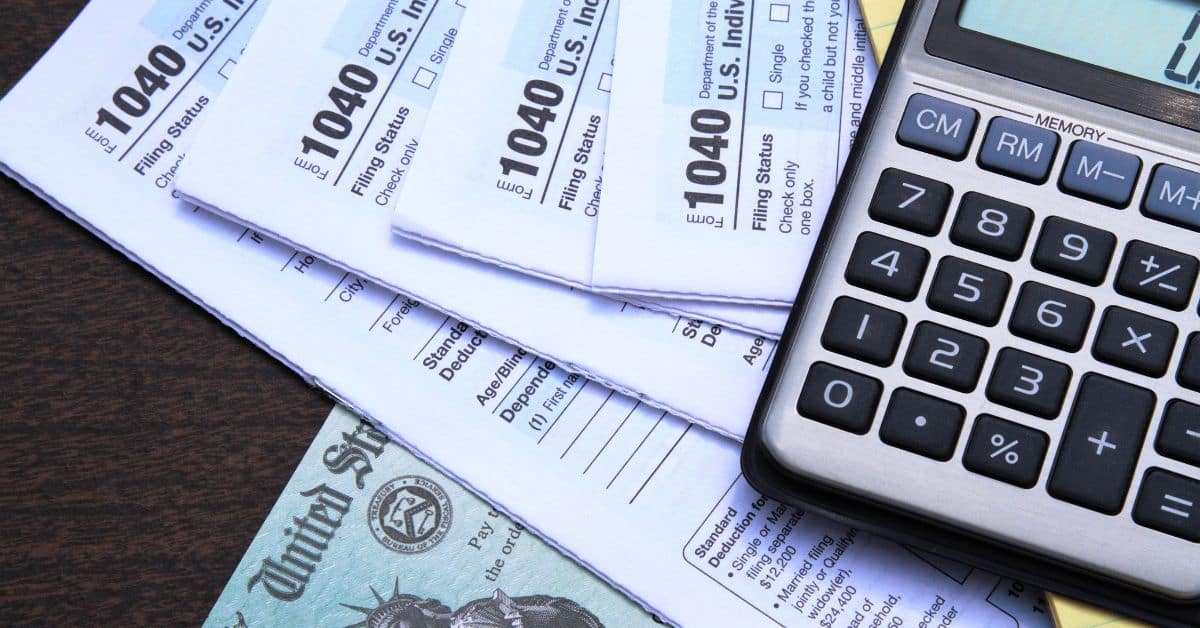 Tax documents with calculator Tax documents with calculator