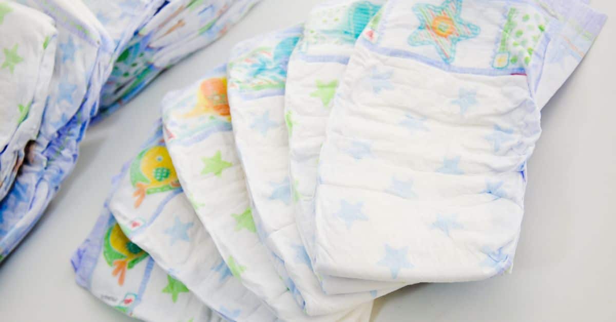 Diapers sitting on table Diapers sitting on table