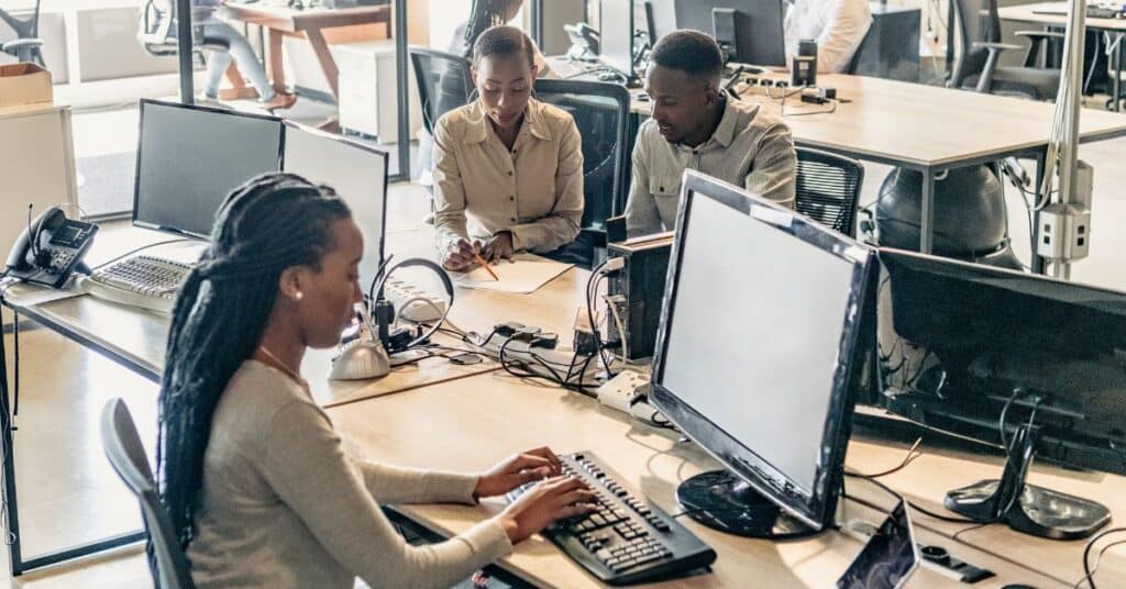 Group of people working at computers