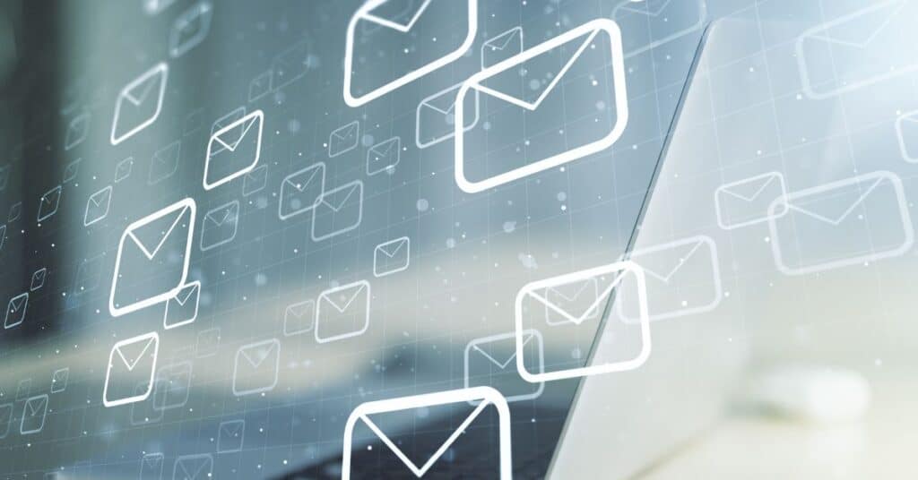 Email symbols projected over a computer